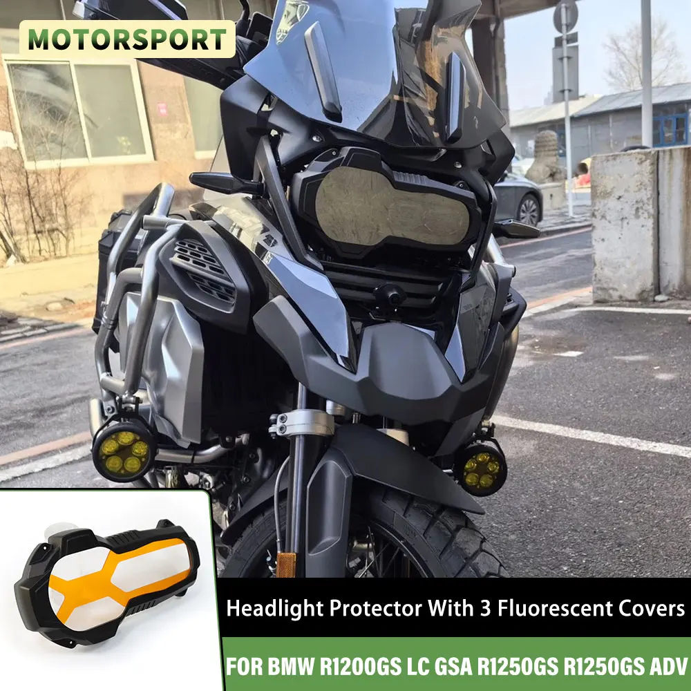 For BMW R1200GS LC GSA R1250GS R 1200GS 1250GS ADV Adventure 2024 Motorcycle Headlight Protector Guard With 3 Fluorescent Covers