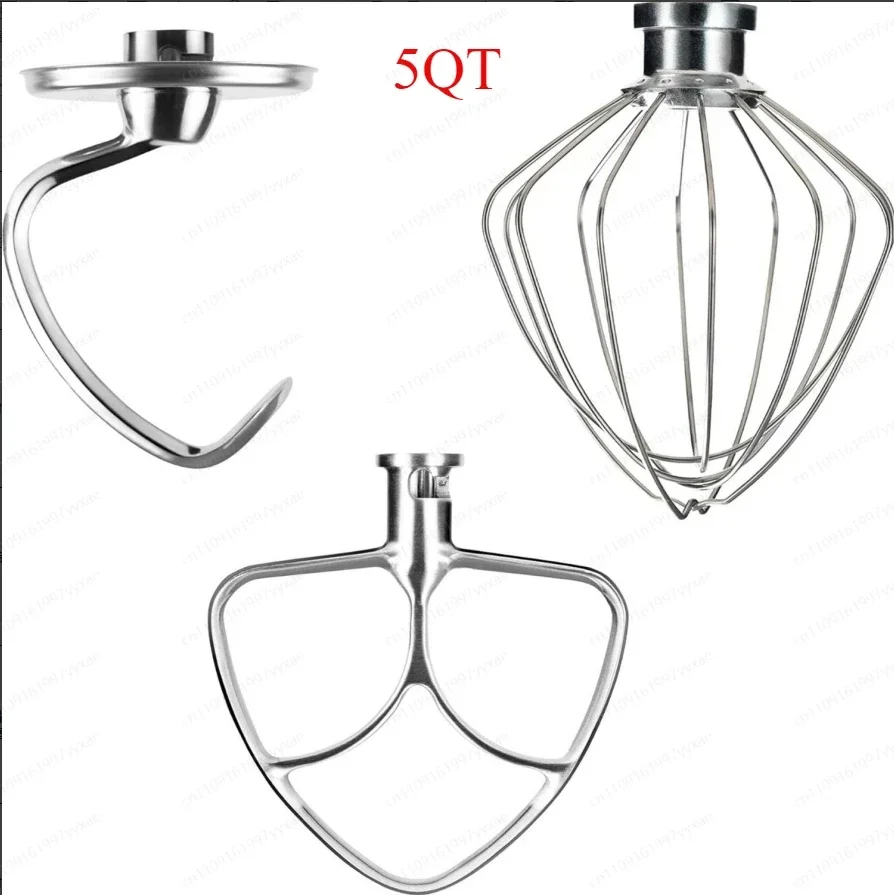 Stainless Steel Mixer Accessories 3Pcs Dough Hook Whisk Paddle for KitchenAid 5 Quart
Stainless Steel Mixer Accessories 3Pcs Dough Hook Whisk Paddle for KitchenAid 5 Quart