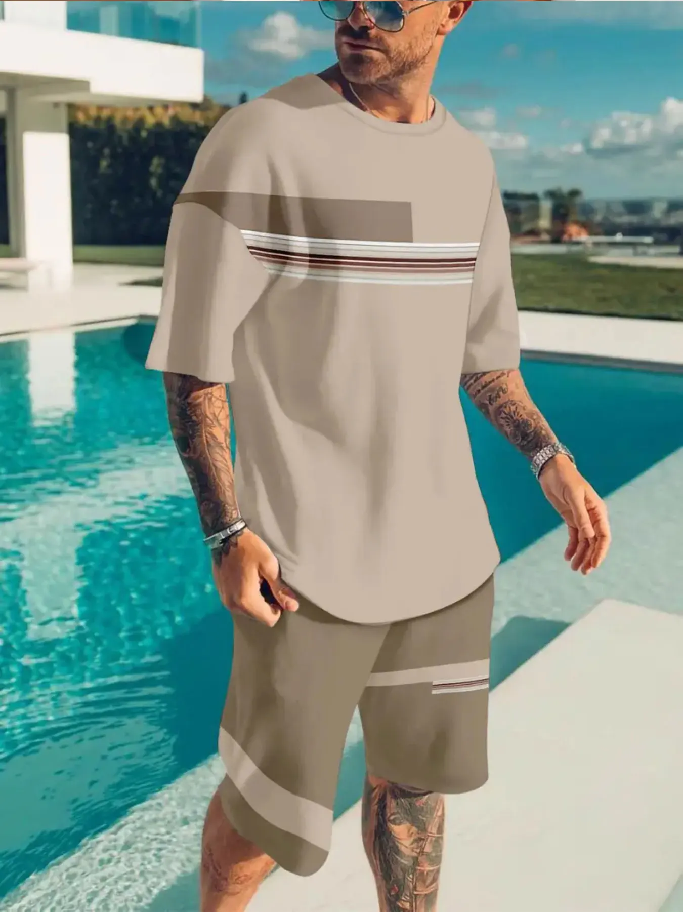 Casual sports suit breathable outdoor casual men's T-shirt five-point pants suit summer 3D printing suit male adult
Casual sports suit breathable outdoor casual men's T-shirt five-point pants suit summer 3D printing suit male adult
