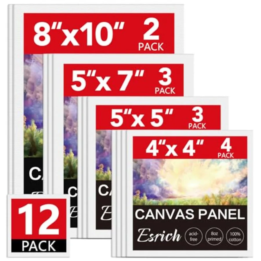 Canvas Boards for Painting 12 Pack Art Supplies Paint Canvas 4x4, 5x5, 5x7, 8x10 Blank Large Canvases for Painting-Cotton Prime
Canvas Boards for Painting 12 Pack Art Supplies Paint Canvas 4x4, 5x5, 5x7, 8x10 Blank Large Canvases for Painting-Cotton Prime