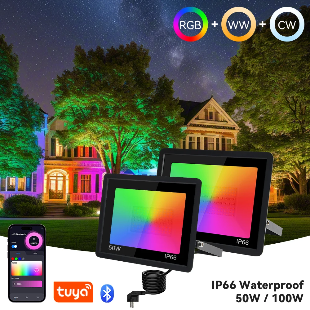 TUYA Smart WiFi RGB Floodlight 50W/100W Outdoor Spotlight IP66 APP Control 16 Million Colors Garden Party Landscape Lighting
TUYA Smart WiFi RGB Floodlight 50W/100W Outdoor Spotlight IP66 APP Control 16 Million Colors Garden Party Landscape Lighting