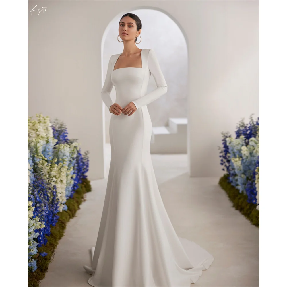Kyoto Customize Ivory Square Collar Wedding Dress Long Sleeve Mermaid vestidos de novia Court Train Cut-Out Formal Evening
Kyoto Customize Ivory Square Collar Wedding Dress Long Sleeve Mermaid vestidos de novia Court Train Cut-Out Formal Evening