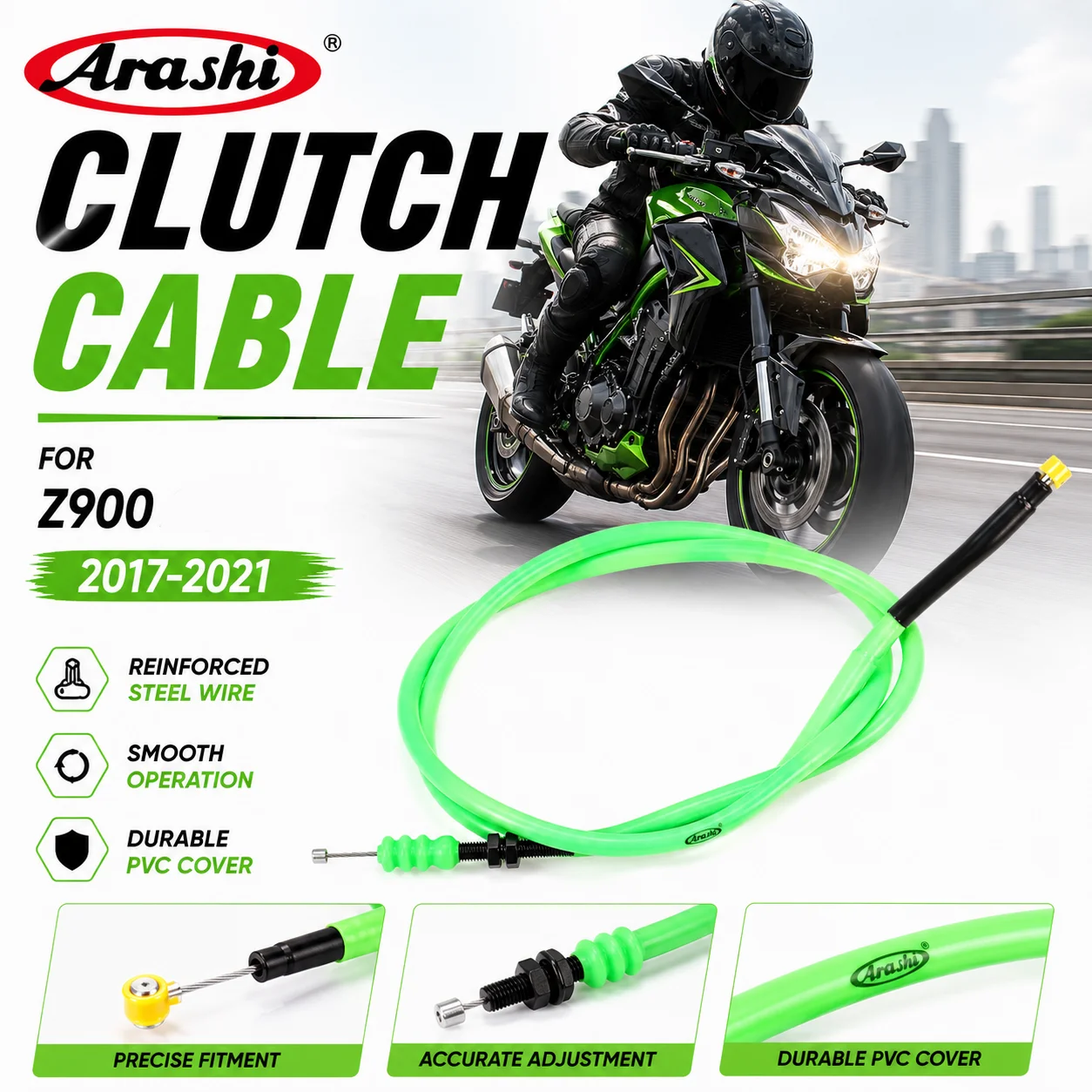 ARASHI Motorcycle Adjustable motobike accessories Stainless steel Clutch Cable For KAWASAKI Z900 2017 2018 2019 2020 2021
ARASHI Motorcycle Adjustable motobike accessories Stainless steel Clutch Cable For KAWASAKI Z900 2017 2018 2019 2020 2021