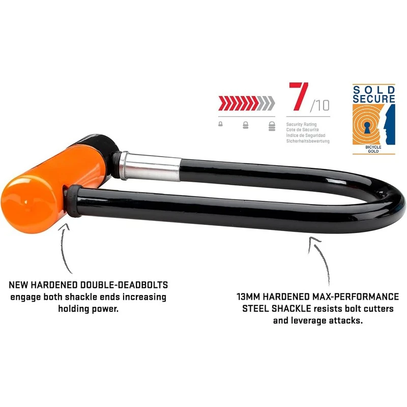 Evolution Mini-7 Bike U-Lock with Cable, Heavy Duty Anti-Theft Bicycle U Lock, 13mm Shackle and 10mm x4ft Length Security Cable
Evolution Mini-7 Bike U-Lock with Cable, Heavy Duty Anti-Theft Bicycle U Lock, 13mm Shackle and 10mm x4ft Length Security Cable