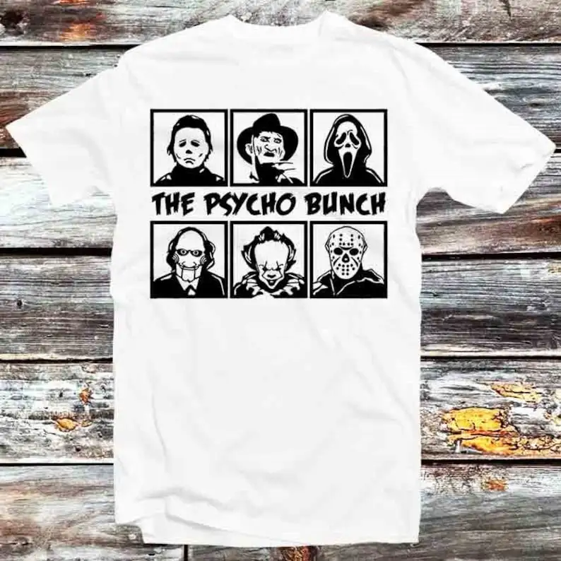 The Psycho Bunch Horror Team Halloween Squad T Shirt Vintage Retro Cool Gift Mens Womens Unisex Cartoon Anime Top Tee B901
The Psycho Bunch Horror Team Halloween Squad T Shirt Vintage Retro Cool Gift Mens Womens Unisex Cartoon Anime Top Tee B901