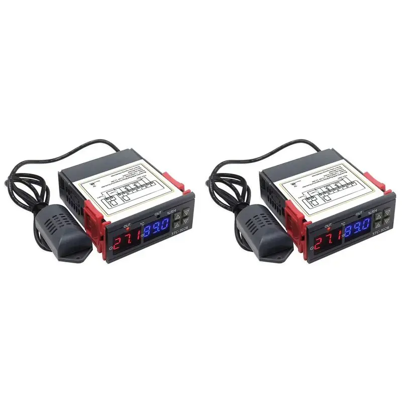 AB47-2X STC-3028 220V Digital Thermostat Thermometer Hygrometer Temperature Humidity Controller Regulator
AB47-2X STC-3028 220V Digital Thermostat Thermometer Hygrometer Temperature Humidity Controller Regulator