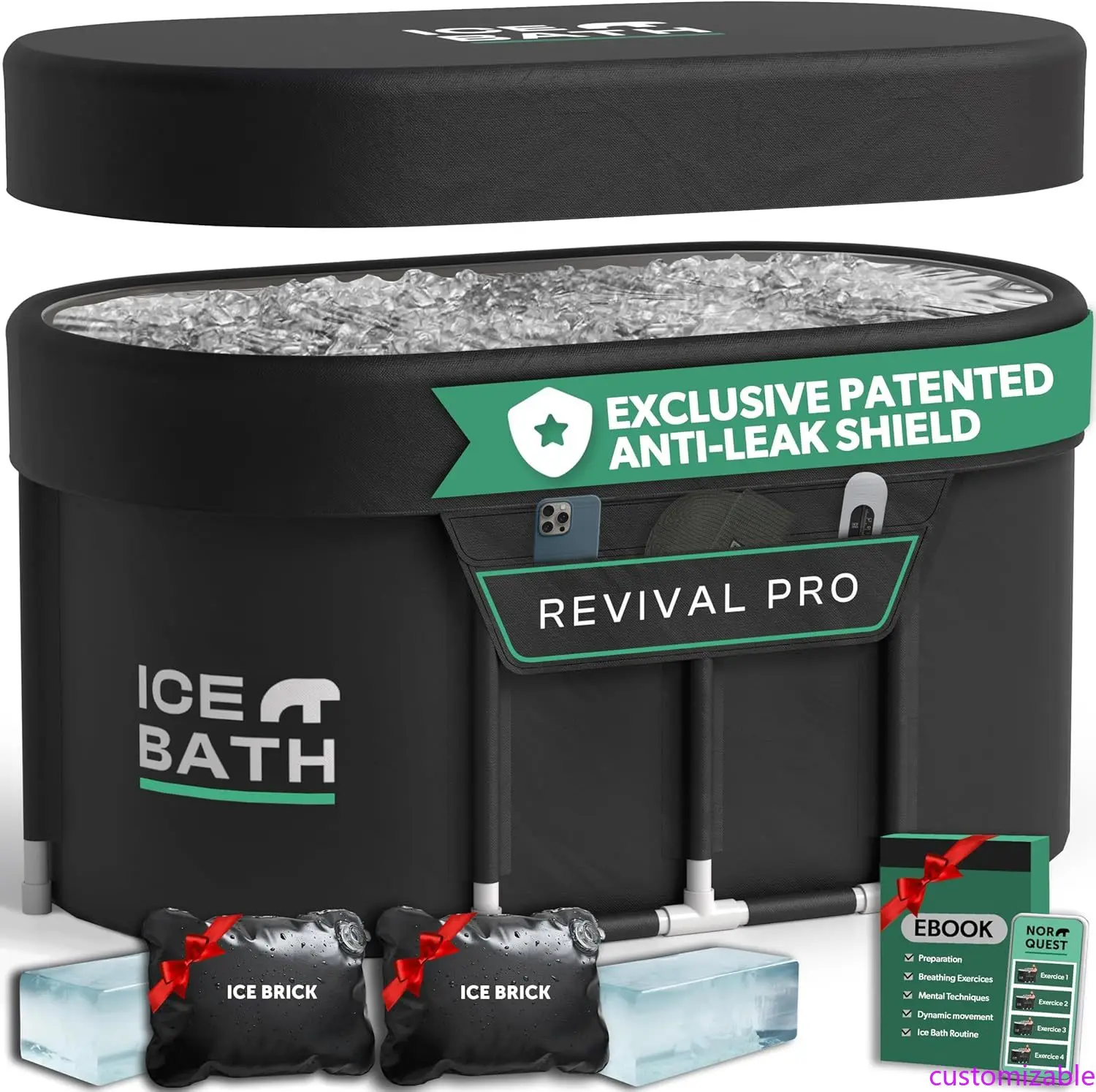 Portable Outdoor Ice Bath Tub XL with Anti-Leak Shield and Cover, Including Ice Bricks
Portable Outdoor Ice Bath Tub XL with Anti-Leak Shield and Cover, Including Ice Bricks