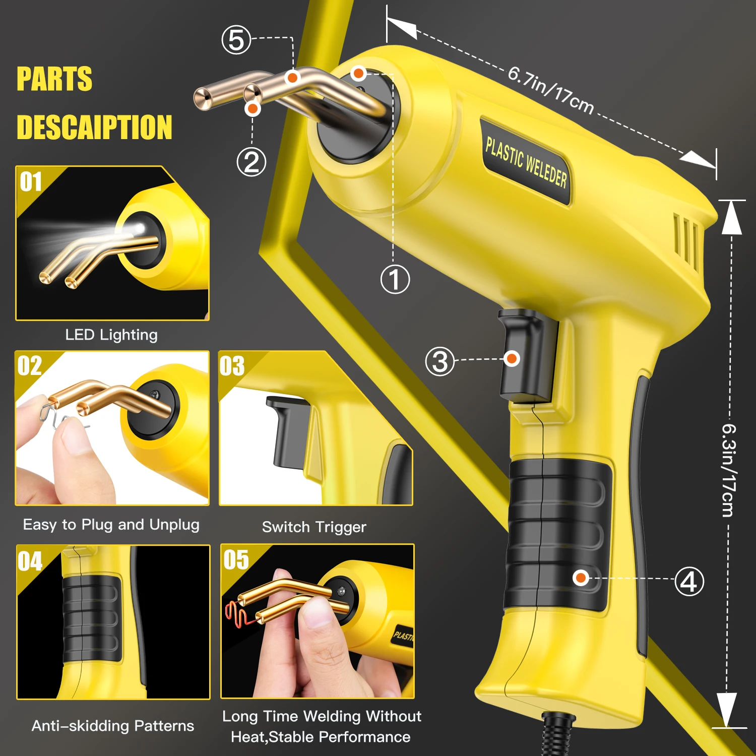 2in1 Plastic Welder Kit 200W Fast Heating Car Bumper Repair Hot Stapler Soldering Iron PVC Repairing Welding Machine
2in1 Plastic Welder Kit 200W Fast Heating Car Bumper Repair Hot Stapler Soldering Iron PVC Repairing Welding Machine