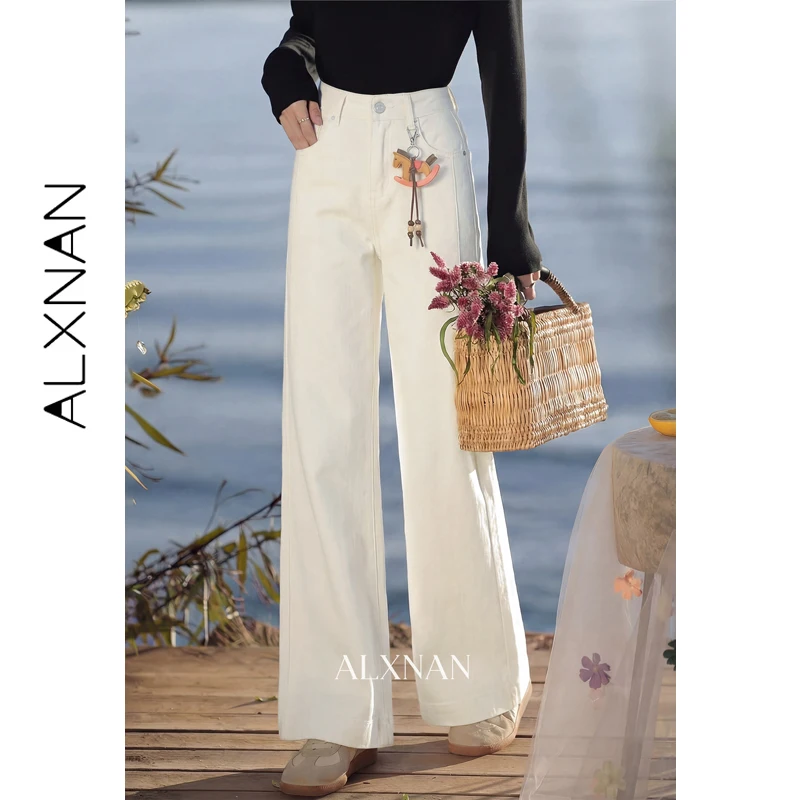 ALXNAN Women White Jeans High Waist Wide Leg Denim Pants Casual Cotton 100% Flow Long Trousers Summer Female Clothing L61361A
ALXNAN Women White Jeans High Waist Wide Leg Denim Pants Casual Cotton 100% Flow Long Trousers Summer Female Clothing L61361A