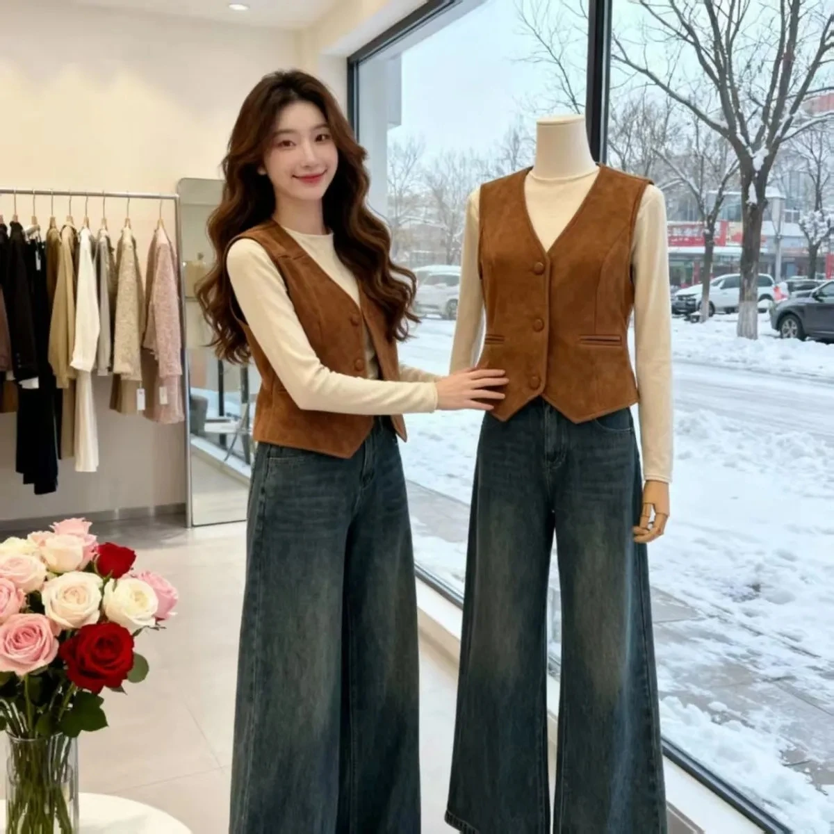 Women's Suede Vest Autumn Winter Slim Fit Layering Top Coat V-neck Single Button Closure Pure Color Commute Style Jacket
Women's Suede Vest Autumn Winter Slim Fit Layering Top Coat V-neck Single Button Closure Pure Color Commute Style Jacket