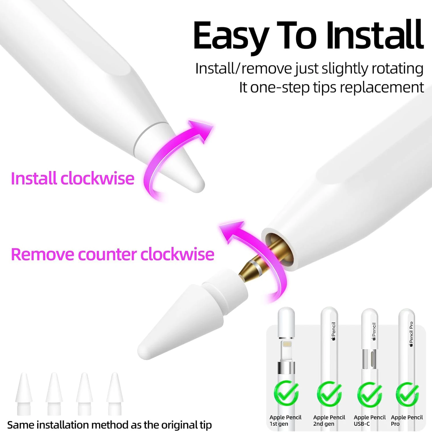 Modified Replacement Nibs for Apple Pencil, Silent Original-Style Tips Compatible with Apple Pencil 1 / 2 / Pro, iPad Stylus Acc
Modified Replacement Nibs for Apple Pencil, Silent Original-Style Tips Compatible with Apple Pencil 1 / 2 / Pro, iPad Stylus Acc