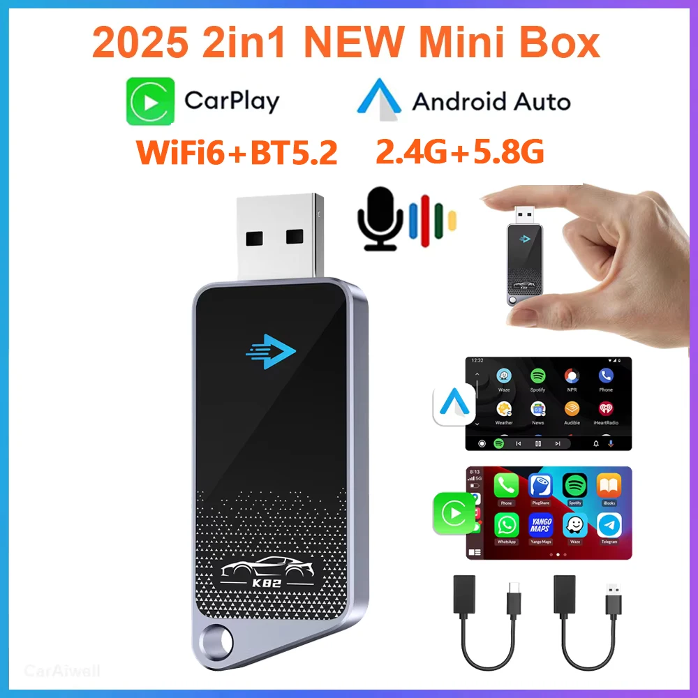 WIFI6 Wireless Carplay Adapter Android Auto 2in1 2025 New Smart Mini Box Dual WIFI BT Auto Connect For Toyota Volvo Kia ZDA FORD
WIFI6 Wireless Carplay Adapter Android Auto 2in1 2025 New Smart Mini Box Dual WIFI BT Auto Connect For Toyota Volvo Kia ZDA FORD