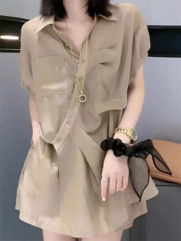 Fashionable Summer Outfit for plus Size Women Bubble Sleeve Shirt And Casual Shorts Two Piece Set Age Defying Belly Covering ...
Fashionable Summer Outfit for plus Size Women Bubble Sleeve Shirt And Casual Shorts Two Piece Set Age Defying Belly Covering ...
