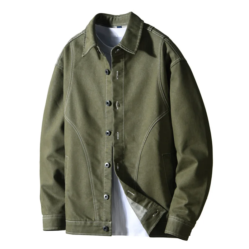 Окрашенные в пряже тяжелые куртки 400 г/м2 в джинсовом стиле для мужчин, американские винтажные повседневные стираные куртки размера плюс 4XL, модная верхняя одежда, осень 2023 г. 
Окрашенные в пряже тяжелые куртки 400 г/м2 в джинсовом стиле для мужчин, американские винтажные повседневные стираные куртки размера плюс 4XL, модная верхняя одежда, осень 2023 г.