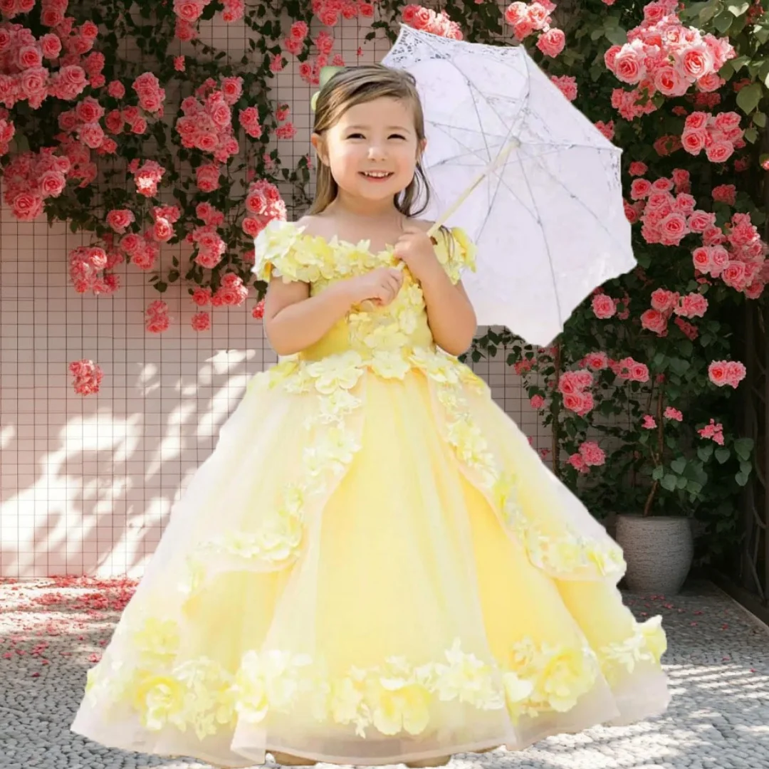 Yellow Puffy Flower Girl Dresses for Wedding Floral Appliques Ruffles Baby Girl Prom Gown for Photoshoot First Communion Gowns
Yellow Puffy Flower Girl Dresses for Wedding Floral Appliques Ruffles Baby Girl Prom Gown for Photoshoot First Communion Gowns