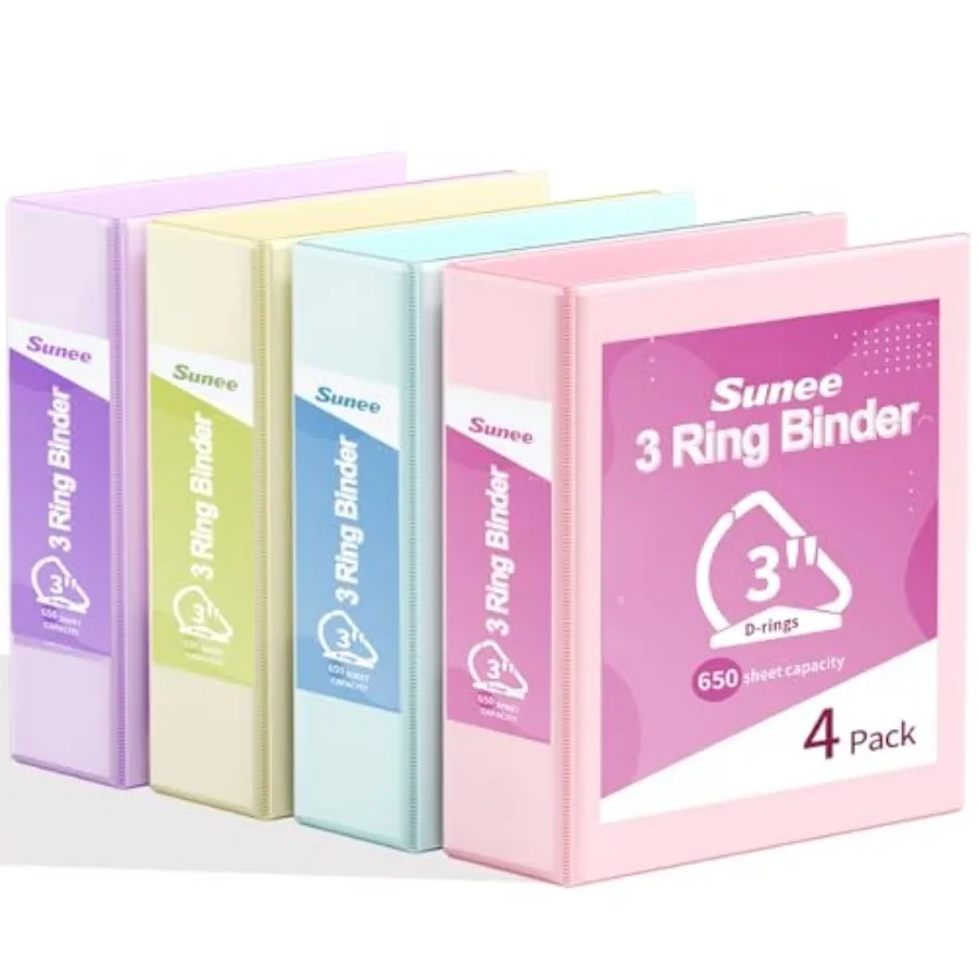 Ring Binder D Ring, Clear View Binder Three Ring PVC-Free Fit 8.5xes for School or Office Supplies, Assorted Pastel, 4 Pack
Ring Binder D Ring, Clear View Binder Three Ring PVC-Free Fit 8.5xes for School or Office Supplies, Assorted Pastel, 4 Pack