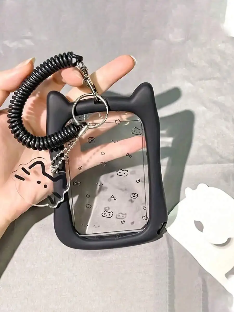 Cat Shape Silicone Card Holder With Keychain Transparent ID Card Protector For Bus Metro Campus Card
Cat Shape Silicone Card Holder With Keychain Transparent ID Card Protector For Bus Metro Campus Card