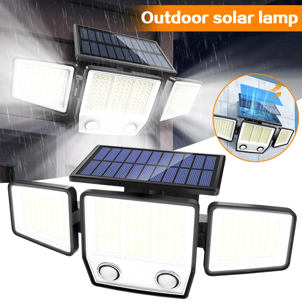 236LED Solar Motion Sensor Outdoor Security Lights 3 Adjustable Heads, Waterproof Solar Powered Flood Wall Lamp for Garden Yard
236LED Solar Motion Sensor Outdoor Security Lights 3 Adjustable Heads, Waterproof Solar Powered Flood Wall Lamp for Garden Yard