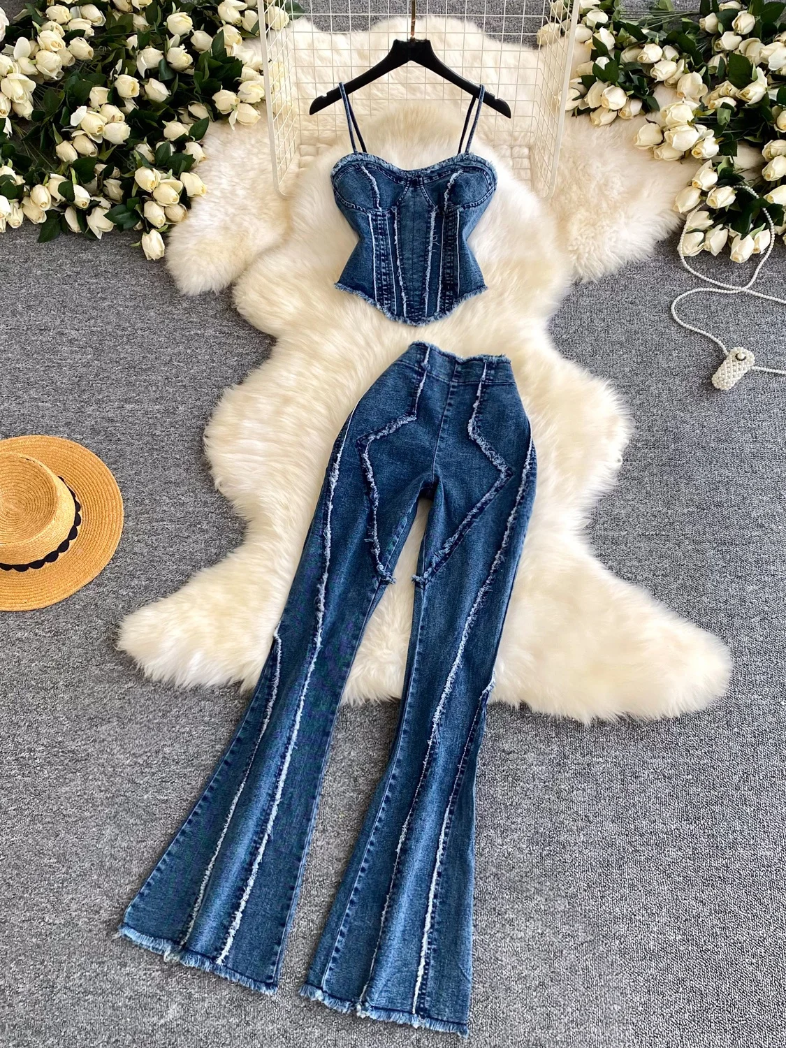 Spicy Girl Denim Set Women Summer Crop Top High Waist Slim Fit Two Piece Set Salt System Casual Workwear Commute Style
Spicy Girl Denim Set Women Summer Crop Top High Waist Slim Fit Two Piece Set Salt System Casual Workwear Commute Style