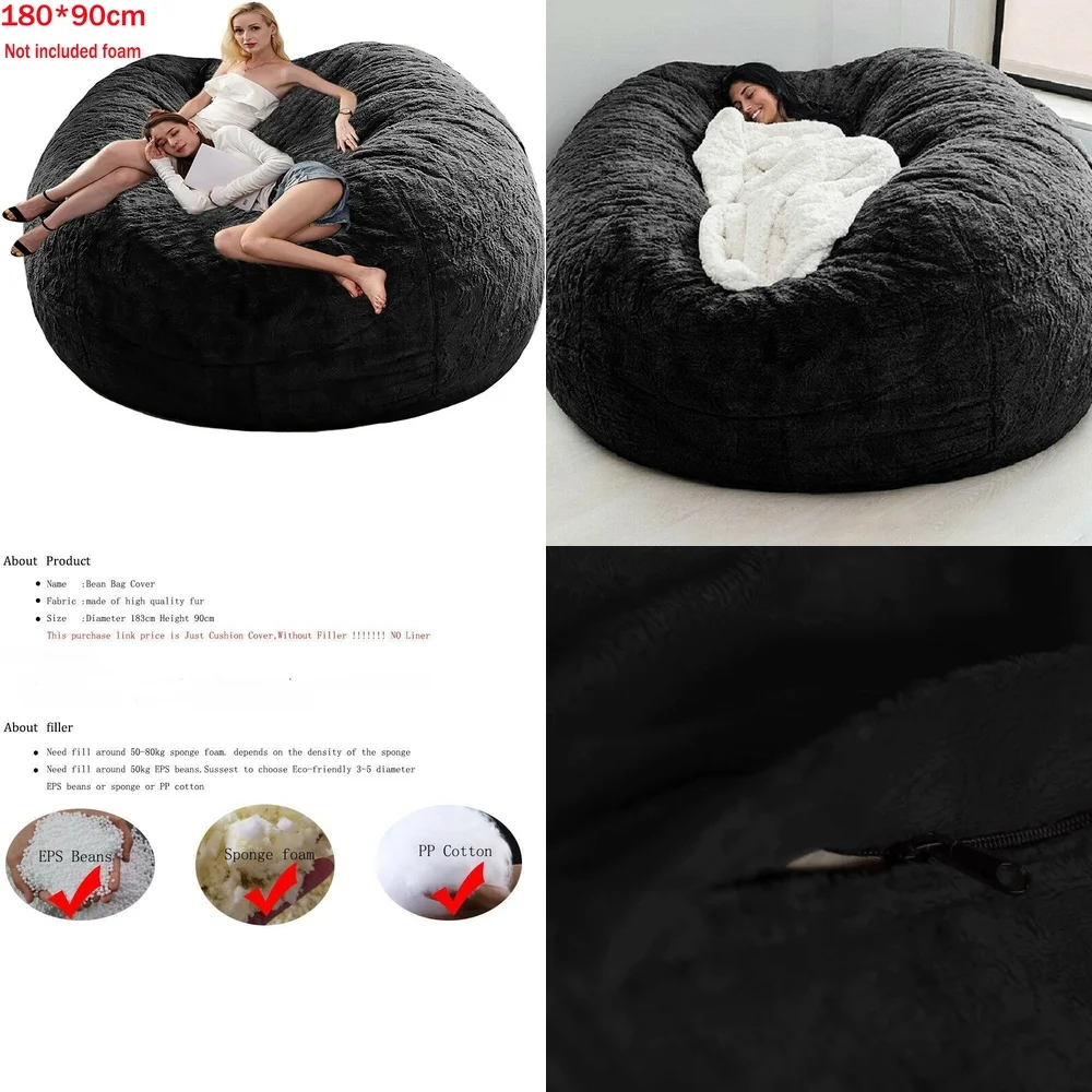 Bean Bag Sofas7ft Microsuede Foam Bean Bag Chair Memory Foam Lounge Sofa Soft Cover for Living Room
Bean Bag Sofas7ft Microsuede Foam Bean Bag Chair Memory Foam Lounge Sofa Soft Cover for Living Room