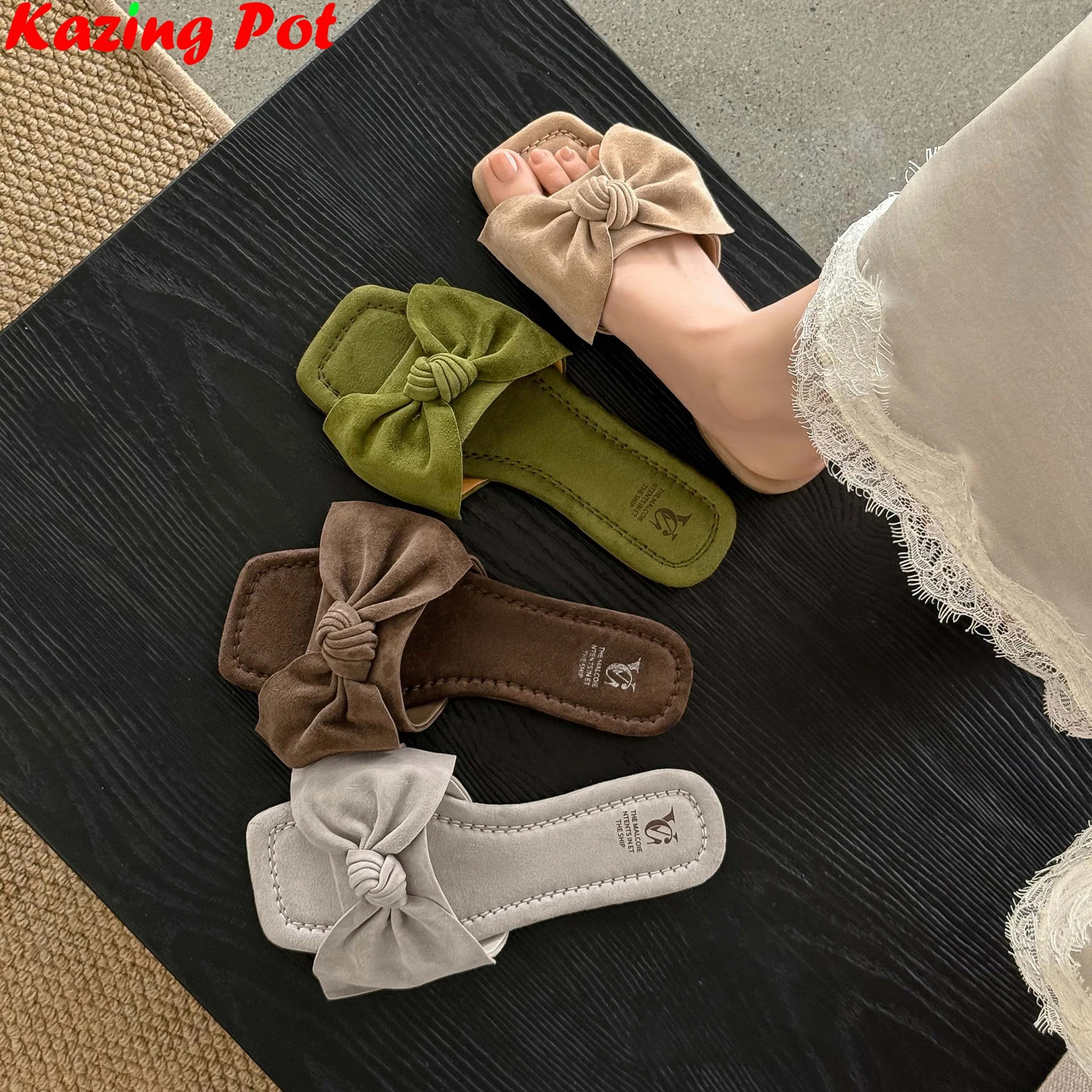 Kid Suede Chic Mules Peep Toe Butterfly-knot Slides Summer Shoes Concise Dating Sandals Slingback Brand Women Outside Slippers
Kid Suede Chic Mules Peep Toe Butterfly-knot Slides Summer Shoes Concise Dating Sandals Slingback Brand Women Outside Slippers