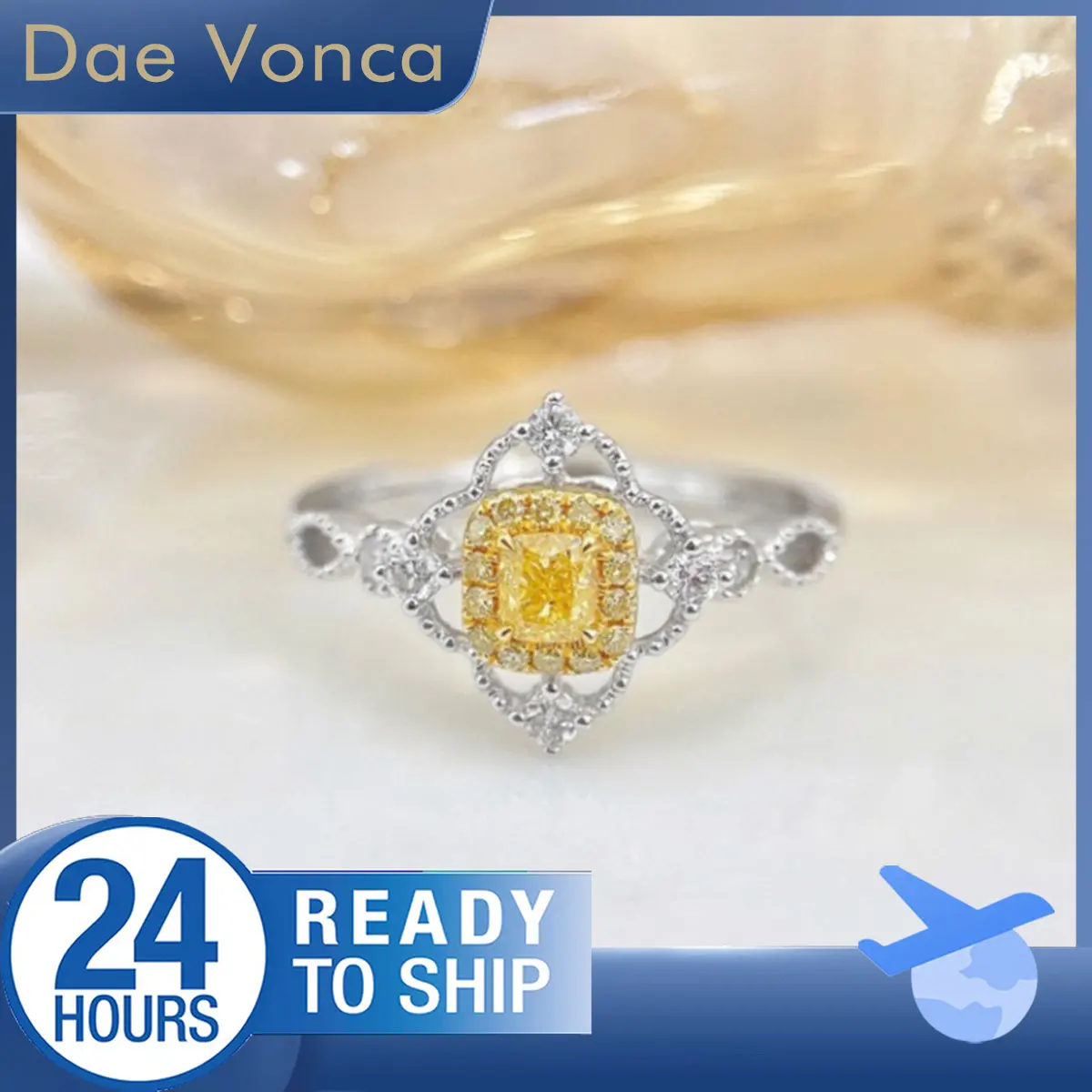 18K White Gold Yellow Halo Natural Diamond Ring Cushion Cut Yellow Diamond Ring Vintage Milgrain Diamond Ring For Anniversary 
18K White Gold Yellow Halo Natural Diamond Ring Cushion Cut Yellow Diamond Ring Vintage Milgrain Diamond Ring For Anniversary