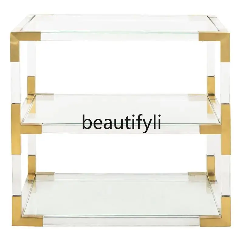 Acrylic edge few stainless steel double layer, household sofa side table, bedroom bedside table
Acrylic edge few stainless steel double layer, household sofa side table, bedroom bedside table