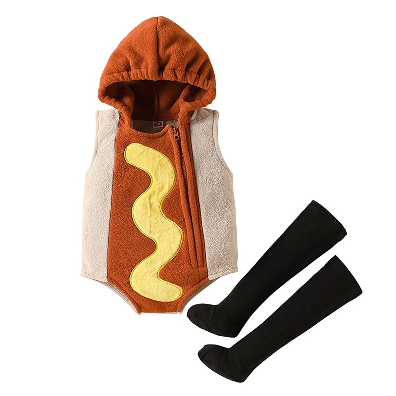 Toddler Niño Hotdog Food Hooded Romper With Stocking Halloween Dress Up Enfant Little Hot Dog Costume
Toddler Niño Hotdog Food Hooded Romper With Stocking Halloween Dress Up Enfant Little Hot Dog Costume