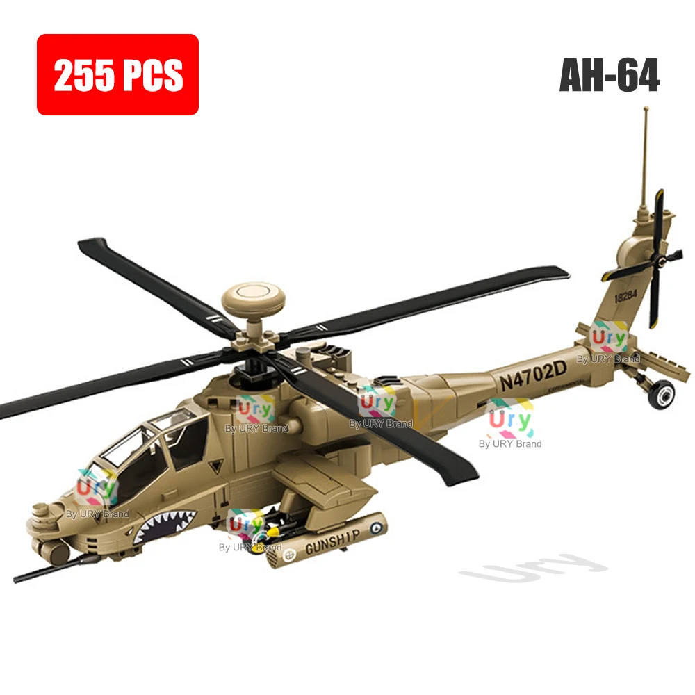 WW2 Military Army Apache AH-64 Helicopter Gunships Plane Fighter Morden Warplane Sets Aircraft Models Building Block Toy for Boy
WW2 Military Army Apache AH-64 Helicopter Gunships Plane Fighter Morden Warplane Sets Aircraft Models Building Block Toy for Boy