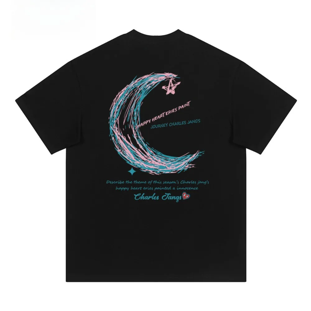 2025 Summer Fashion Peach Short Sleeve T-shirt Men and Women's Moon Printing Pure Cotton Couples Without Gender Loose
2025 Summer Fashion Peach Short Sleeve T-shirt Men and Women's Moon Printing Pure Cotton Couples Without Gender Loose