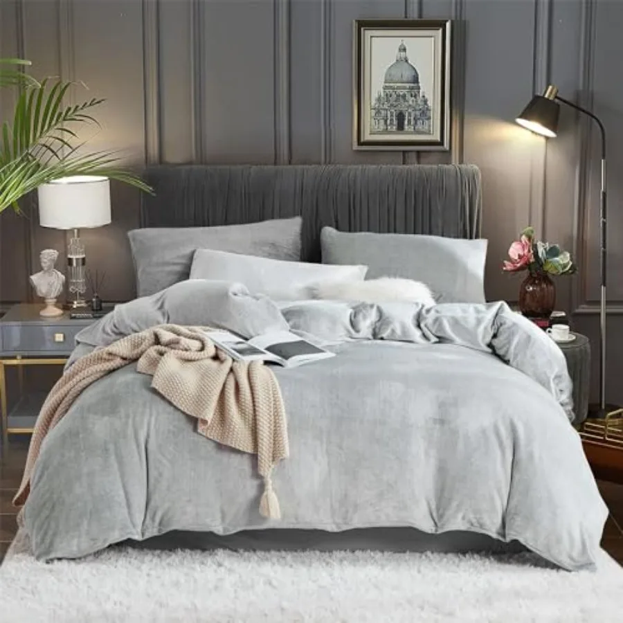 Fluffy Velvet Duvet Cover Set Size Fall Winter Soft Warm Flannel Comforter Cover Silver Gray 104" x 90" Luxury Cozy Plush Fleec
Fluffy Velvet Duvet Cover Set Size Fall Winter Soft Warm Flannel Comforter Cover Silver Gray 104" x 90" Luxury Cozy Plush Fleec