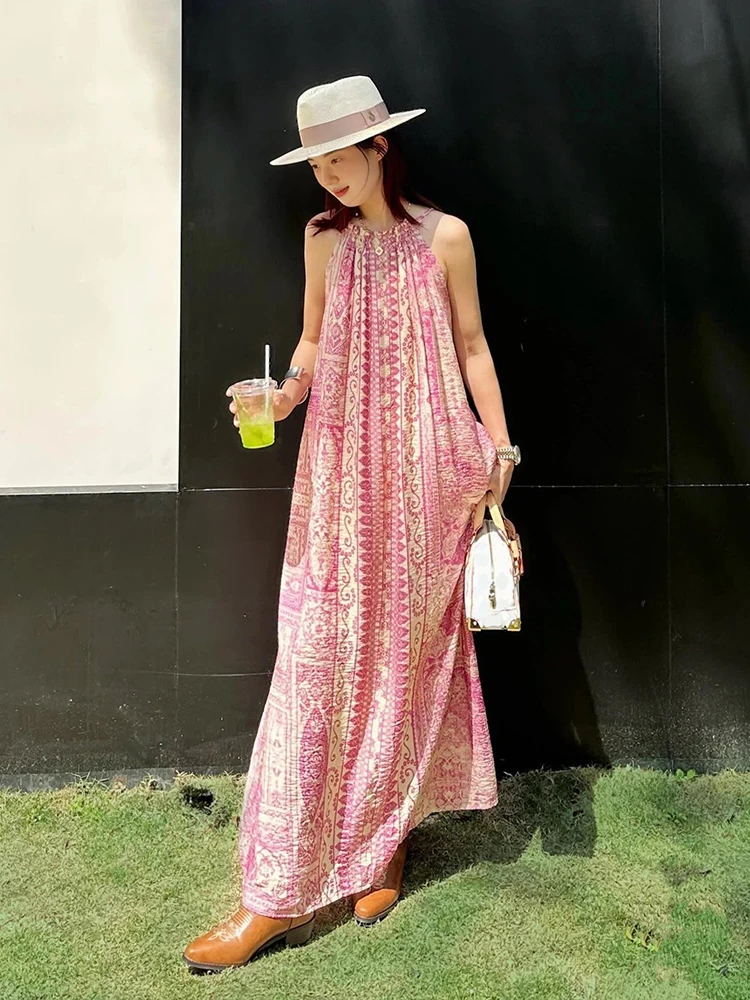 Summer New Women's Casual Holiday Print Beach Loose Versatile Ne Hanging Strap Dr Ethnic Sle Long Skirt without Sve
Summer New Women's Casual Holiday Print Beach Loose Versatile Ne Hanging Strap Dr Ethnic Sle Long Skirt without Sve