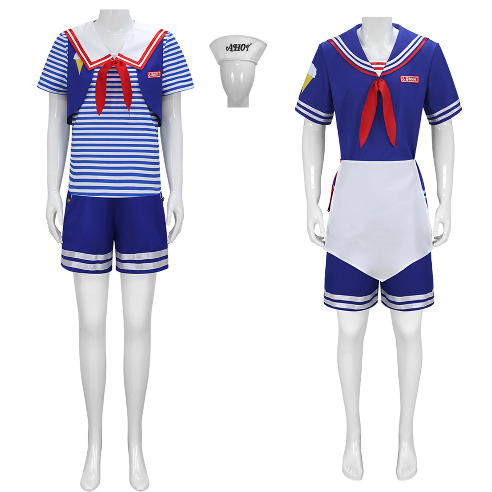 Robin Buckley Cosplay Costume Movie Ice Cream Shop Attendant Men Women Navy Uniform Sailor Outfit Blue Stripe Set Halloween
Robin Buckley Cosplay Costume Movie Ice Cream Shop Attendant Men Women Navy Uniform Sailor Outfit Blue Stripe Set Halloween