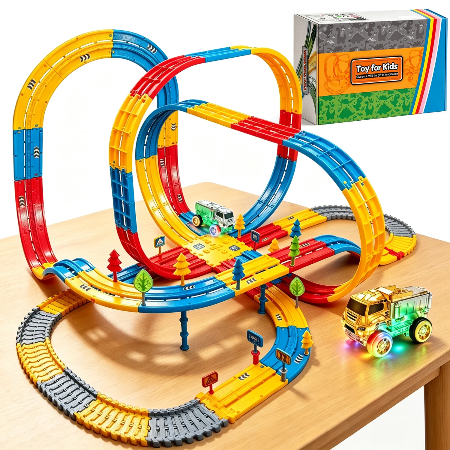 Assemble 3D Loop Race Track Transparent Light-Emitting Cars with Colorful Flashing Lights Creative Construction Toy
Assemble 3D Loop Race Track Transparent Light-Emitting Cars with Colorful Flashing Lights Creative Construction Toy