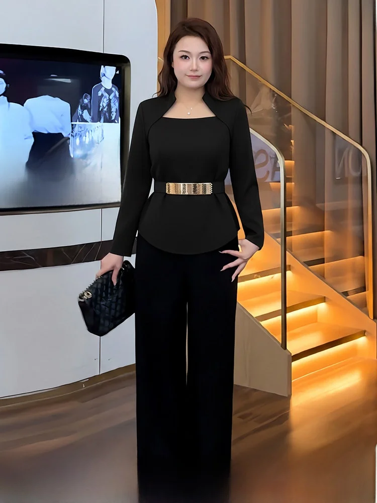 Winter Fashion plus Size Women's Commute Set Waist-Cinching High-Waisted Long Pants Simple Stylish Ensemble for Plump MM
Winter Fashion plus Size Women's Commute Set Waist-Cinching High-Waisted Long Pants Simple Stylish Ensemble for Plump MM