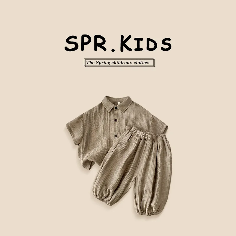 2024 Summer Korean Kids Boy 2 Pcs Clothes Set Single Breasted Polo-shirts Tencel Elastic Waist Loose Shorts Toddler Boy Suits
2024 Summer Korean Kids Boy 2 Pcs Clothes Set Single Breasted Polo-shirts Tencel Elastic Waist Loose Shorts Toddler Boy Suits