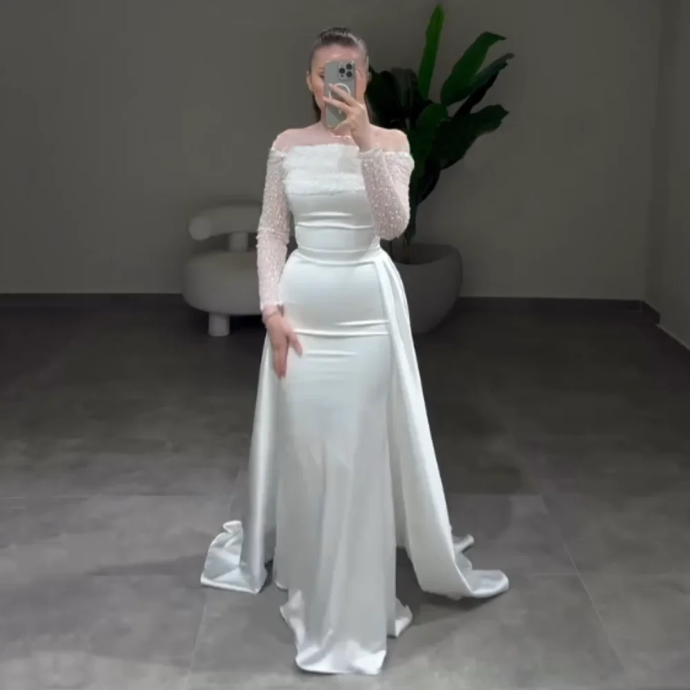 Customized Charmeuse Sequined Pleat Off-the-shoulder Trumpet Long Dresses Bespoke Occasion Evening Gown Elegant Glitter
Customized Charmeuse Sequined Pleat Off-the-shoulder Trumpet Long Dresses Bespoke Occasion Evening Gown Elegant Glitter