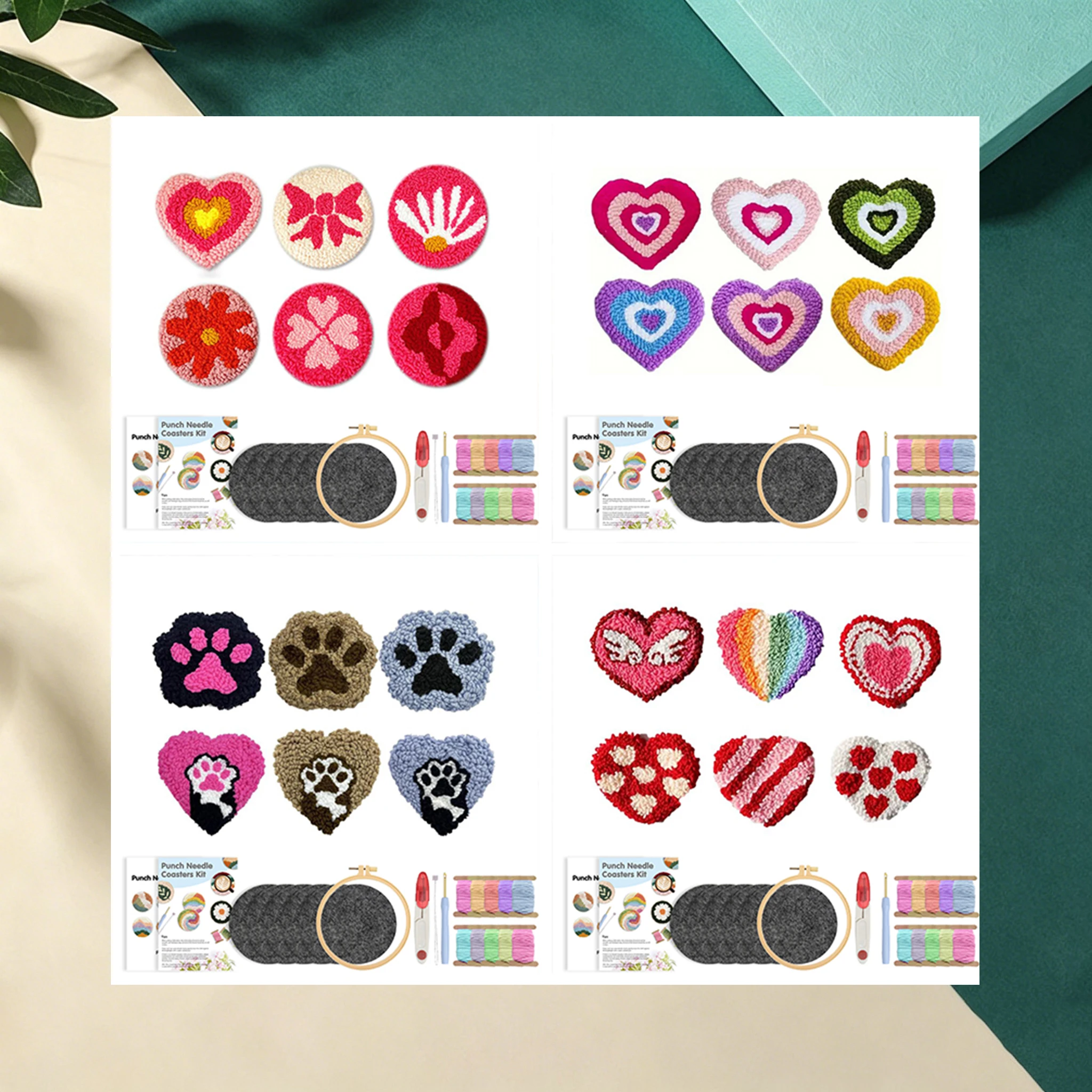 GATYZTORY 6PCS Punch Needle Coaster Kit for Beginners Adults Easy DIY Embroidery Set Heart-Shaped Drink Coasters Coffee Table
GATYZTORY 6PCS Punch Needle Coaster Kit for Beginners Adults Easy DIY Embroidery Set Heart-Shaped Drink Coasters Coffee Table