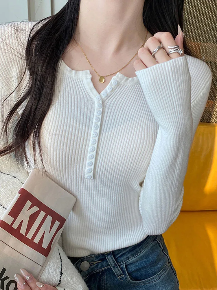 Elegant Women Knitted Sweater Autumn Winter V Neck Casual Button Pullovers Elasticity Slim Long Sleeve Tops Mujer
Elegant Women Knitted Sweater Autumn Winter V Neck Casual Button Pullovers Elasticity Slim Long Sleeve Tops Mujer
