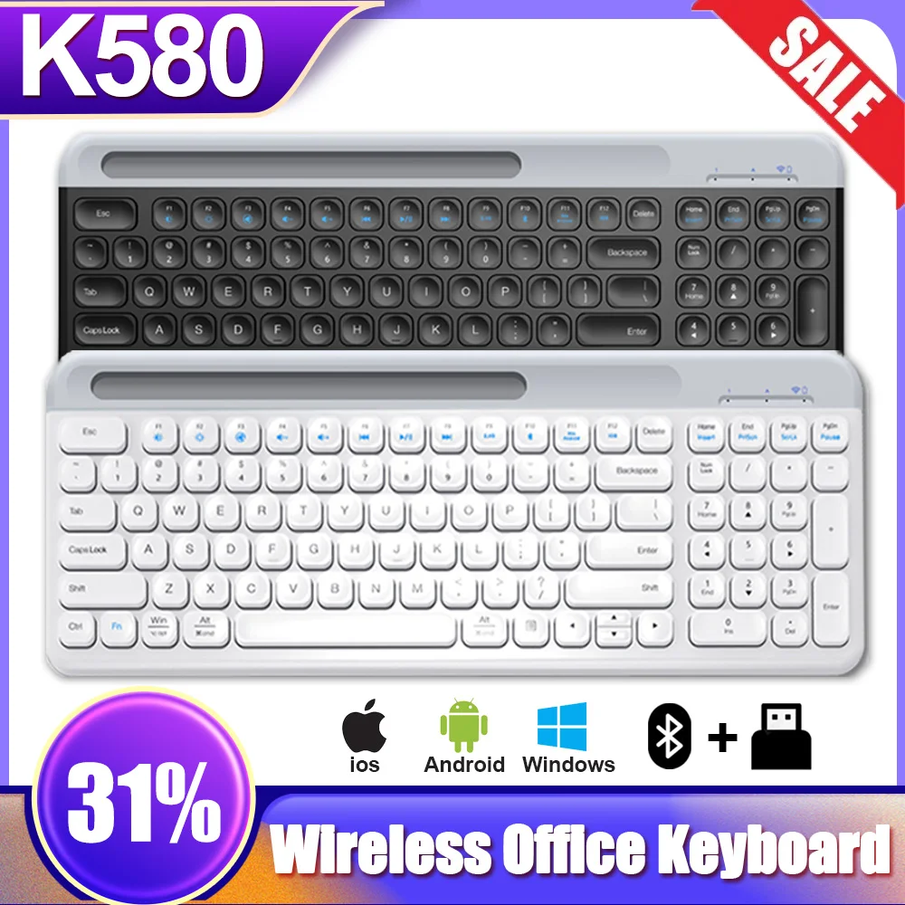 K580 2.4G Wireless Office Silent Keyboard Ultra-thin Dual Mode Multi-Device for Cell Phone Computer Tablet Desktop Uiversival
K580 2.4G Wireless Office Silent Keyboard Ultra-thin Dual Mode Multi-Device for Cell Phone Computer Tablet Desktop Uiversival