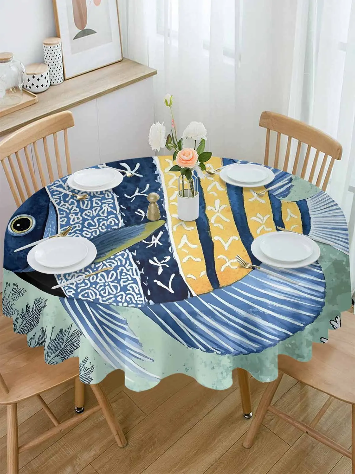 Green Background Watercolor Fish Round Table Cloth Festival Dining Tablecloth Waterproof Table Cover for Wedding Party Decor
Green Background Watercolor Fish Round Table Cloth Festival Dining Tablecloth Waterproof Table Cover for Wedding Party Decor