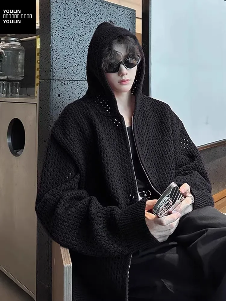 Bla Hollow out Zipper Knitted Sweater Men's Sle Lazy Cleanfit Hoodie Autumn Winter Faion Urban Casual Long Sve Coat
Bla Hollow out Zipper Knitted Sweater Men's Sle Lazy Cleanfit Hoodie Autumn Winter Faion Urban Casual Long Sve Coat