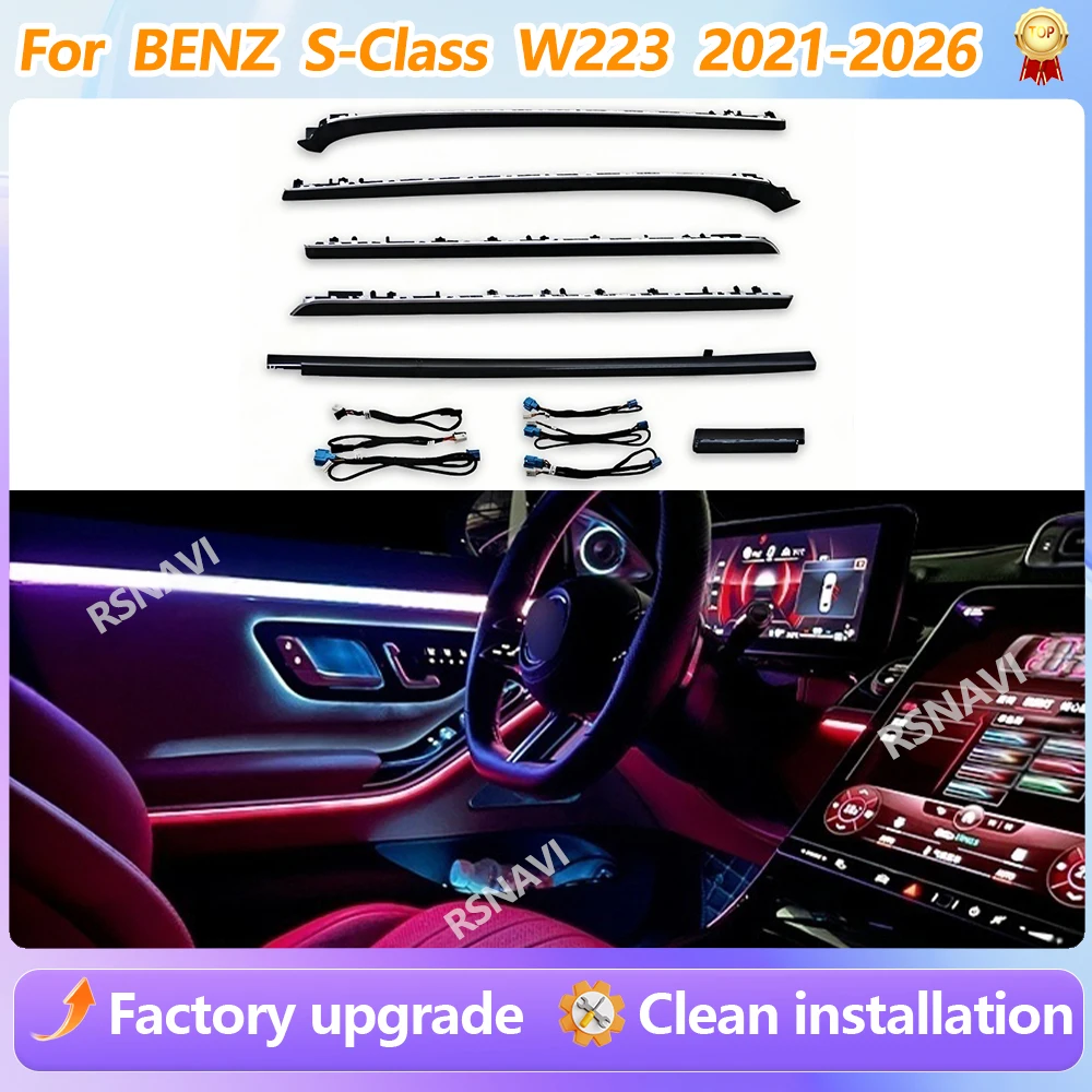 For Benz S-Class W223 2021-2026 64 Colors LED Ambient Light Decorative Light Retrofit Original Car Upgrade Part car accessories
For Benz S-Class W223 2021-2026 64 Colors LED Ambient Light Decorative Light Retrofit Original Car Upgrade Part car accessories