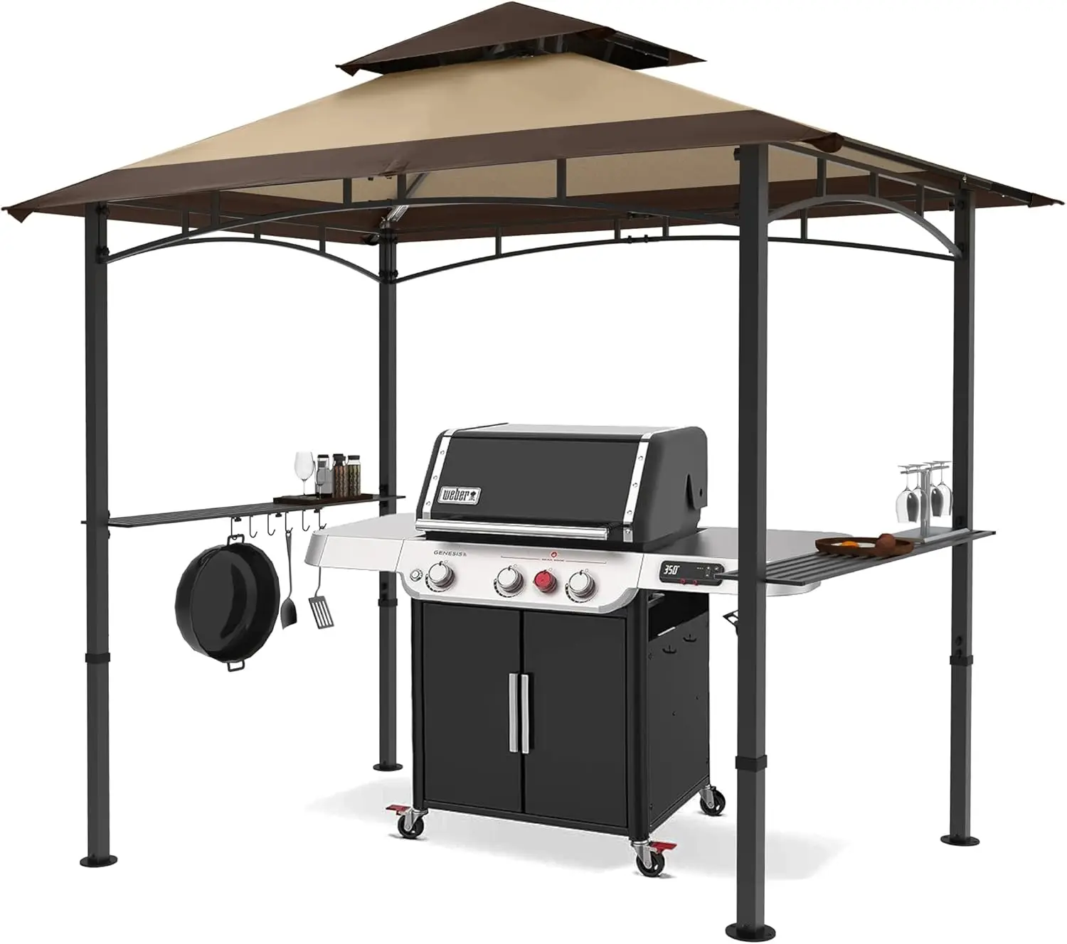 8 x 5 Grill Gazebo Outdoor BBQ Gazebo Canopy with 2 LED Lights (Brown Stitching Khaki)
8 x 5 Grill Gazebo Outdoor BBQ Gazebo Canopy with 2 LED Lights (Brown Stitching Khaki)