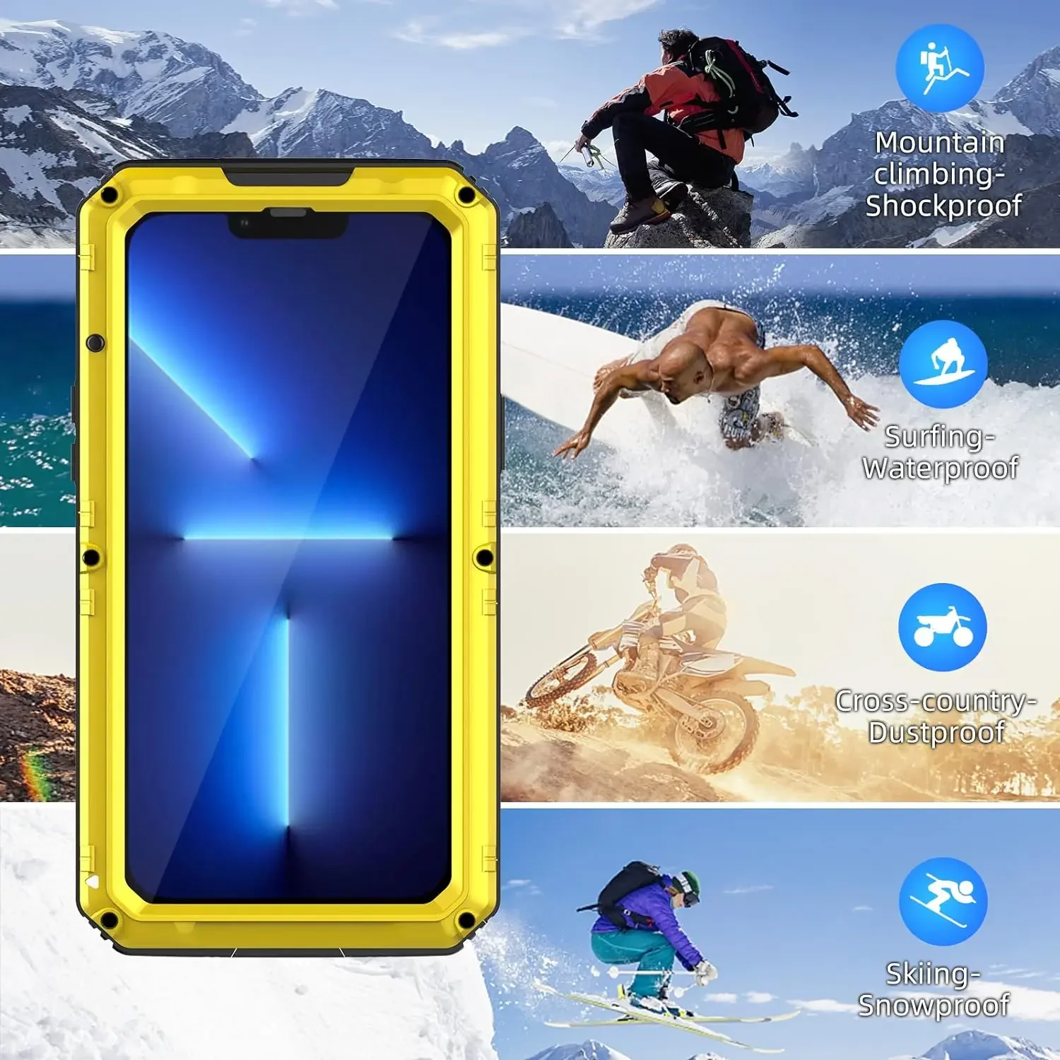 IP68 Waterproof case Military case for iPhone 15 14 13 12 11 Pro Max XS XR 8 7 Plus Rugged aluminum cover
IP68 Waterproof case Military case for iPhone 15 14 13 12 11 Pro Max XS XR 8 7 Plus Rugged aluminum cover