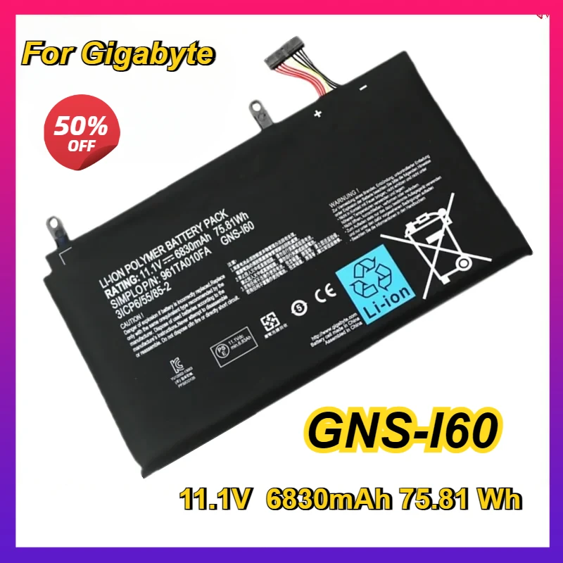 New GNS-I60 Laptop Battery For GIGABYTE P57W 961TA010FA 31CP6/55/85-2 GNS-160 P35K P37X P57X P35G P35N P35W P35X P37W
New GNS-I60 Laptop Battery For GIGABYTE P57W 961TA010FA 31CP6/55/85-2 GNS-160 P35K P37X P57X P35G P35N P35W P35X P37W