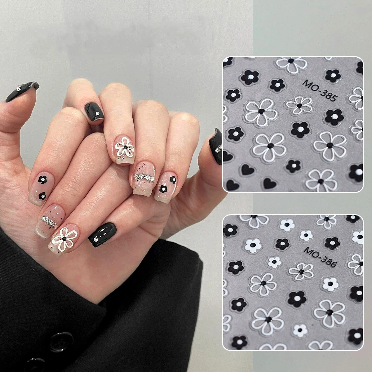 5D Embossed Nail Art Decals White Black Florals Flowers French Tips Adhesive Sliders Nails Stickers Decorations for Manicure
5D Embossed Nail Art Decals White Black Florals Flowers French Tips Adhesive Sliders Nails Stickers Decorations for Manicure