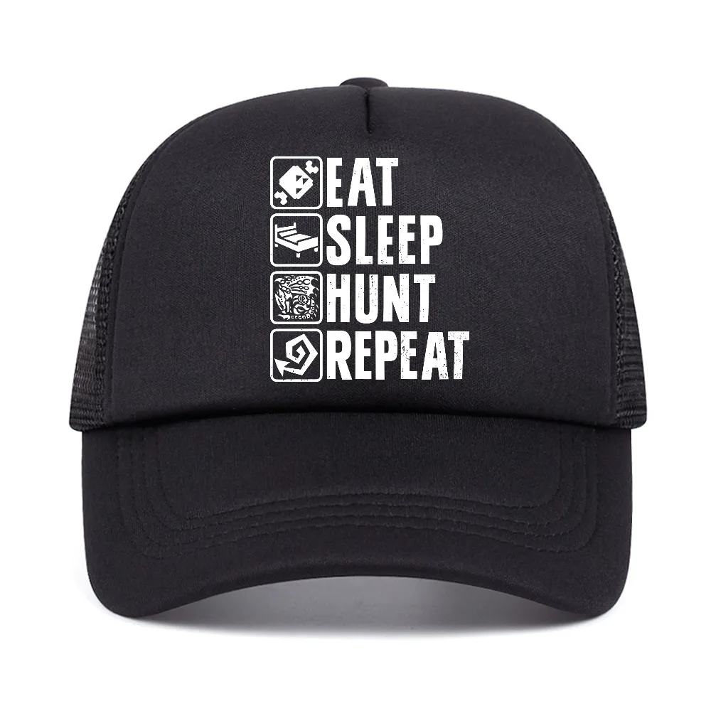 Eat Sleep Hunt Repeat baseball cap Monster Hunter Gaming casual mesh hat outdoor casual sports breathable Snapback Hats
Eat Sleep Hunt Repeat baseball cap Monster Hunter Gaming casual mesh hat outdoor casual sports breathable Snapback Hats