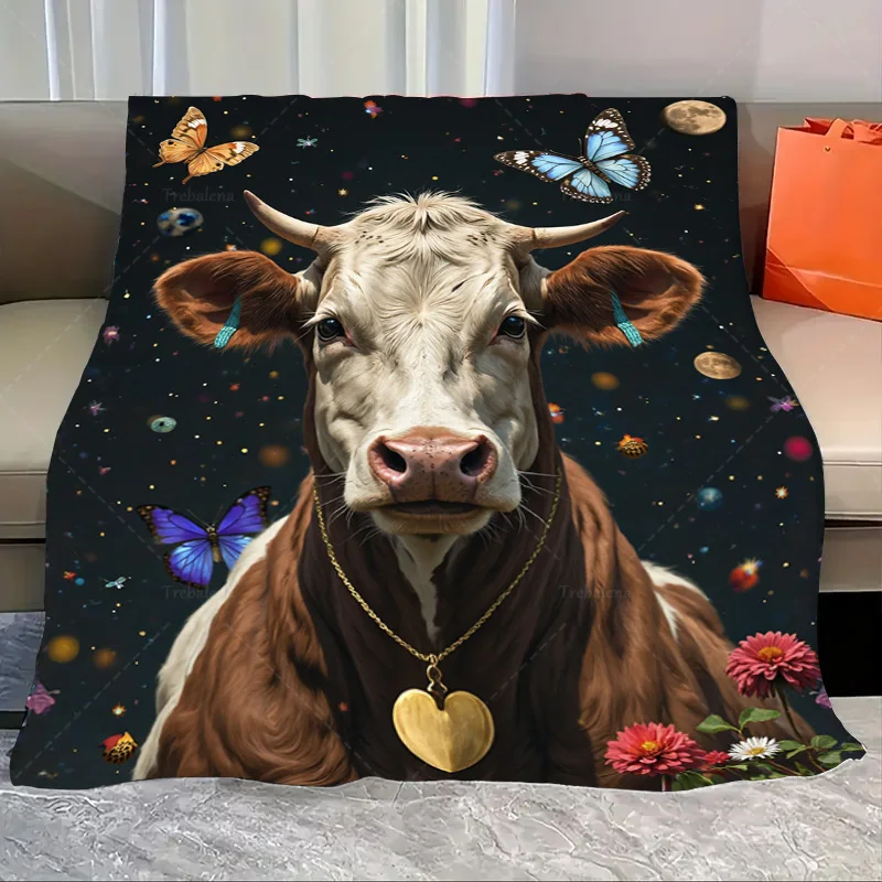 1pc Flannel Blanket Cosmic Cow Blanket with Butterflies and Flowers - Galaxy Style Throw
1pc Flannel Blanket Cosmic Cow Blanket with Butterflies and Flowers - Galaxy Style Throw
