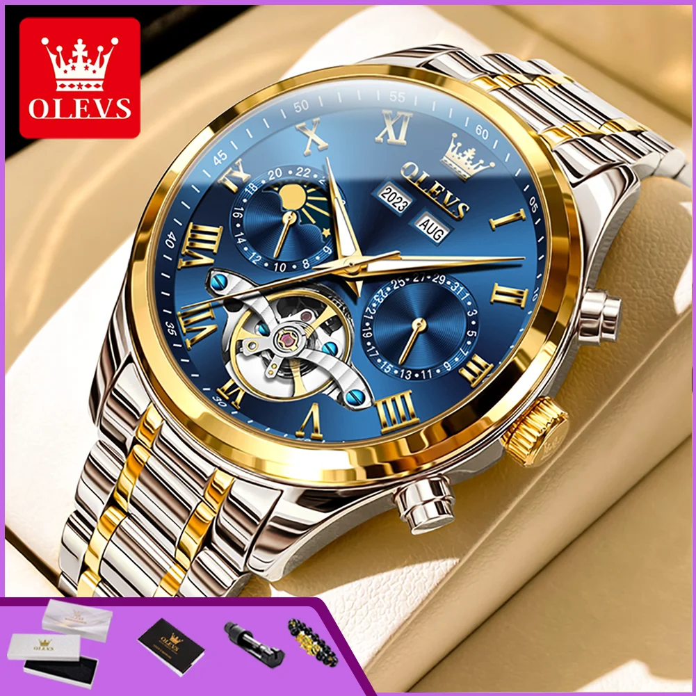 OLEVS 7005 Men's Watch Skeleton Flywheel Business Mechanical Wristwatch Day Date Moon Phase Classic Automatic Watches for Man
OLEVS 7005 Men's Watch Skeleton Flywheel Business Mechanical Wristwatch Day Date Moon Phase Classic Automatic Watches for Man